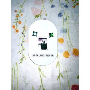 Sterling Silver Emerald Green CZ Earrings & Pendant